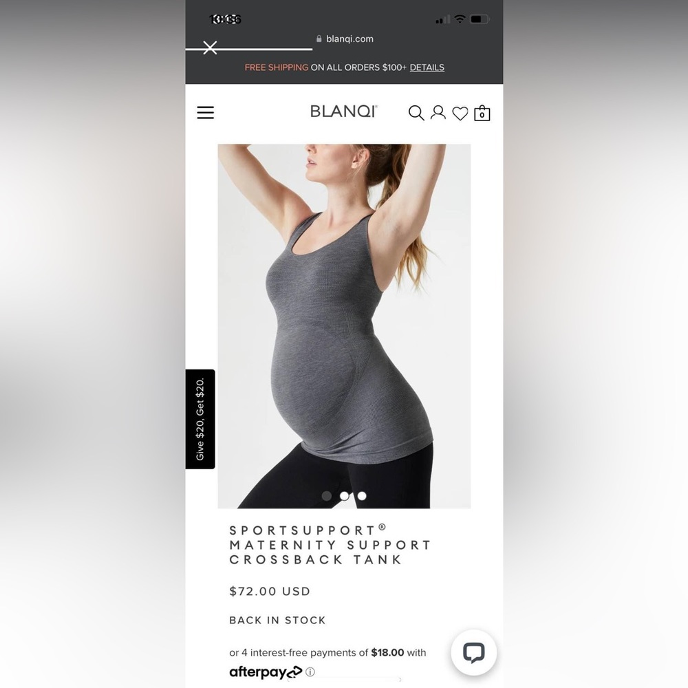 Blanqi size large maternity support crossback tank.